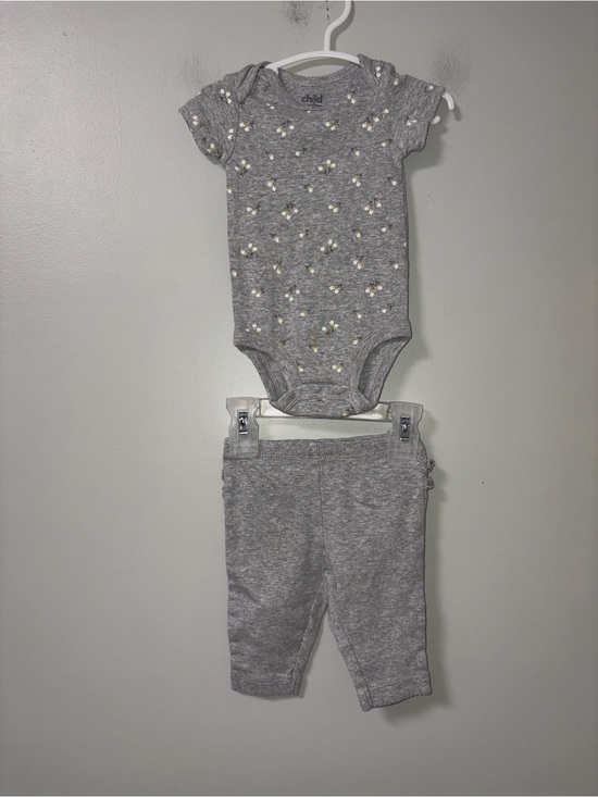 child of mine Other - Child of Mine by Carters Gray Floral Body Suit Ruffle Pants Set 0-3M